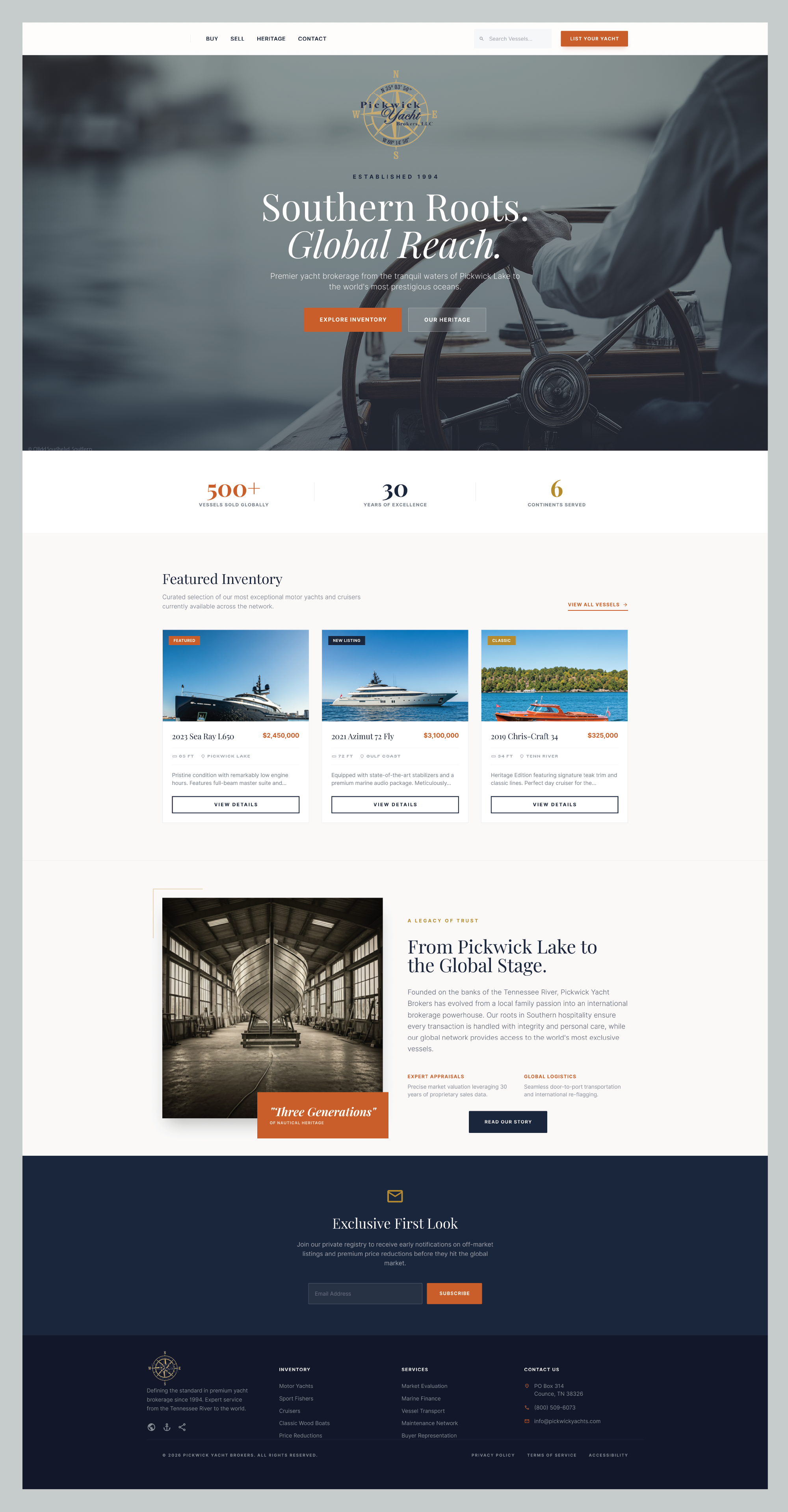 Pickwick Yachts — Web Design